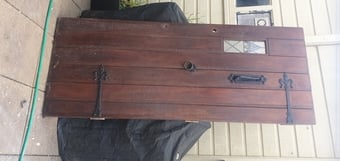 Amazing 1930's Oak front door with small stain glass window