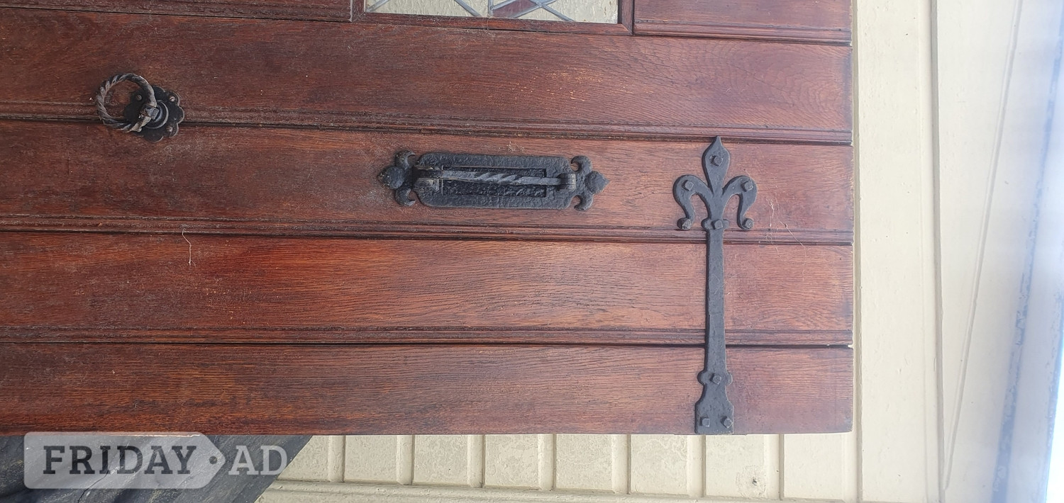 Banstead Amazing 1930's Oak front door with small stain glass window