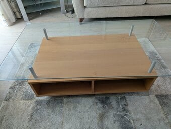 Teak & glass coffee table
