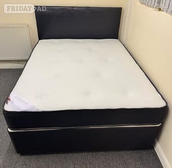 DOUBLE - PINEMASTER MEMORY MATTRESS BLACK DIVAN BASE & HEADBOARD