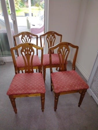 4 Ducal Victoria pine upholstered dining chairs