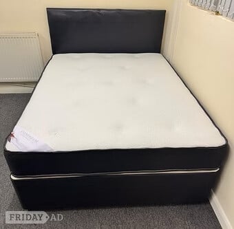 4 FOOT - PINEMASTER MEMORY MATTRESS BLACK DIVAN BASE & HEADBOARD