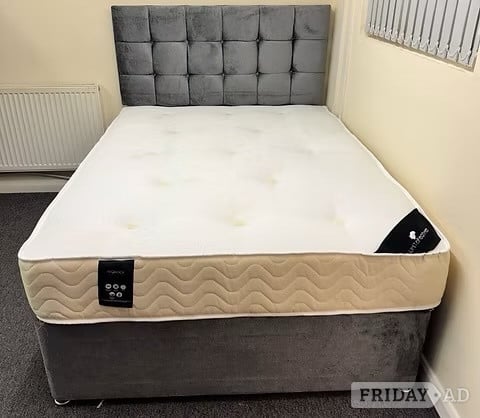 DOUBLE -REGENCY 1000 POCKET MATTRESS WITH DIVAN BASE & 24 INCH HB