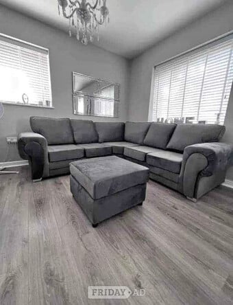 ✨ Stunning Grey Corner Sofa & Footstool | Brand New | Fast Deli