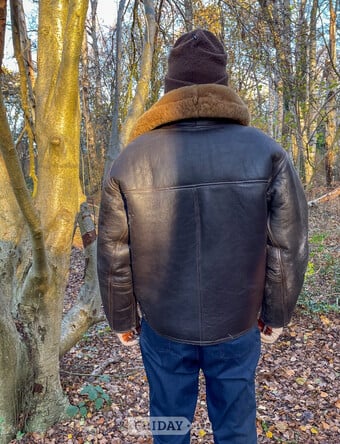 Sheepskin flying jacket & helmet