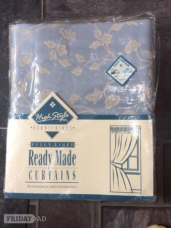 NEW Sky Blue CURTAINS floral with pencil pleat fully lined ready 