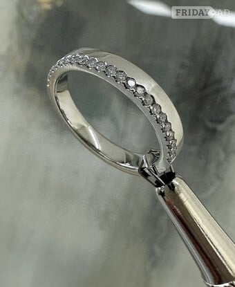3mm Flat Court Diamond White Gold Wedding Band for Women