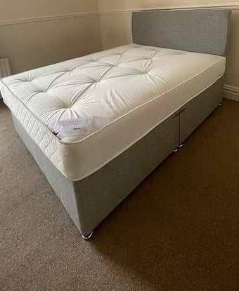 King size apollo mattress with divan base and headboard 