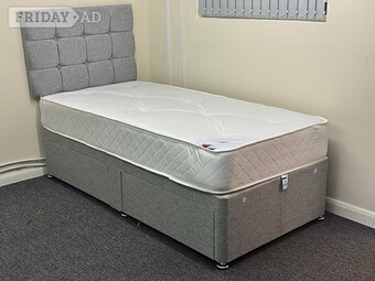 SINGLE DIVAN BASE 2 DRWS APOLLO SEMI ORTHO MAT & 24 IN HEADBOARD 