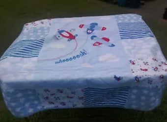 Quilt/Throw. Airplane Theme, Childs, 100cm X 120cm.