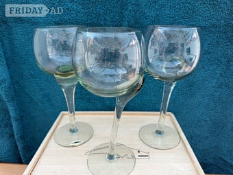 5 x Big Five Crafts Wine Glasses with Wooden Boxes, 3L, 2M