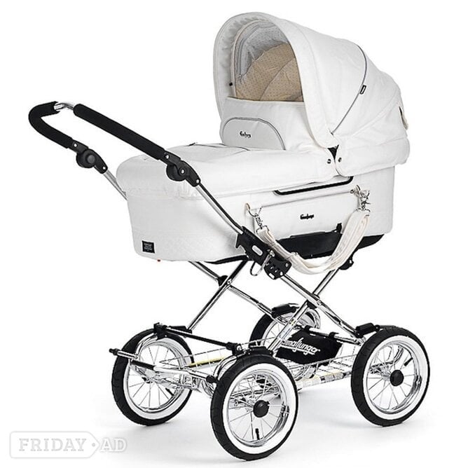 EmmalJunga Mondial De Luxe - Classic White Leatherette Pram Package in London