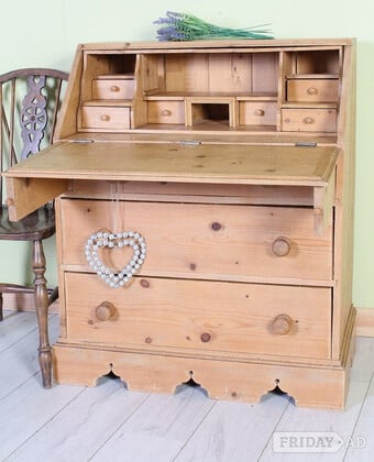 UK Delivery - Beautifully Made Old Antique Pine Writing Bureau