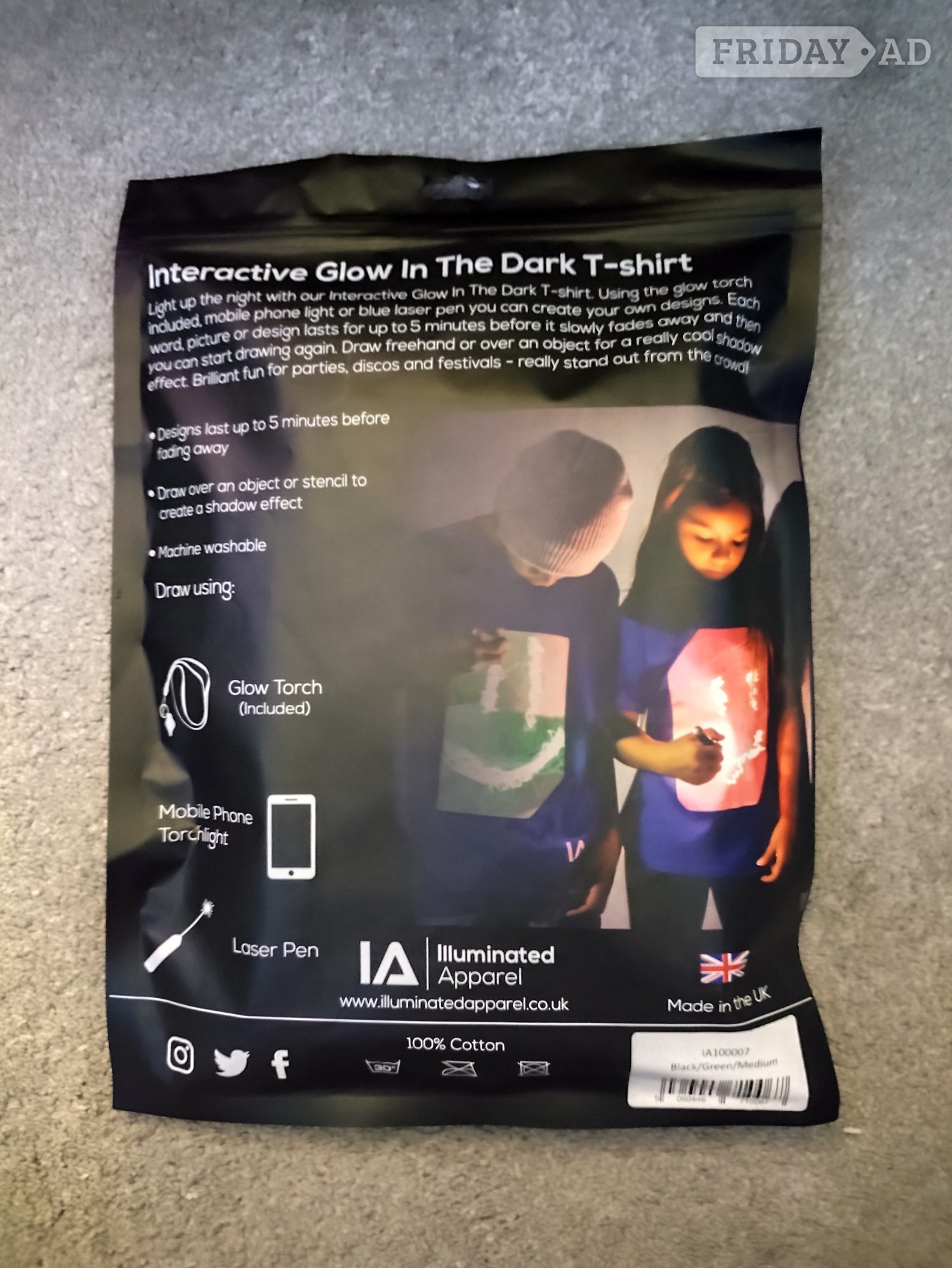Illuminated Apparel glow in the dark t-shirt size 10-12/M - Clothing, Footwear & Accessories in Weston-Super-Mare