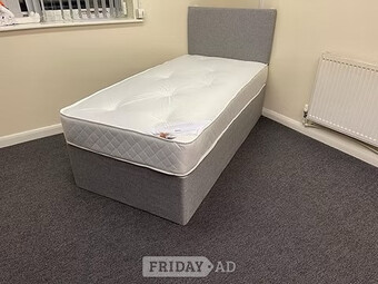 SINGLE DIVAN BASE 9 INCH APOLLO SEMI ORTHO MAT & HEADBOARD 