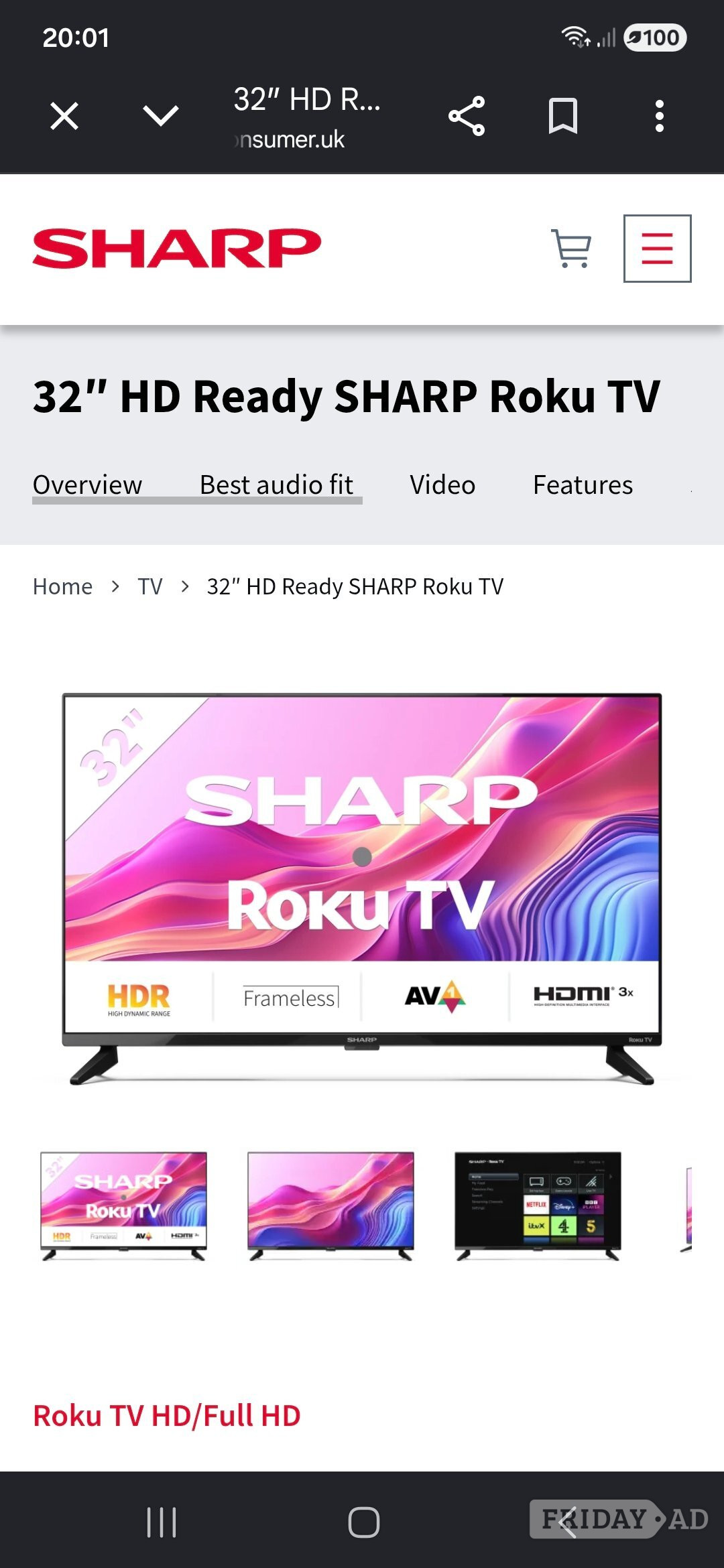 Worthing 32" Sharp HD ready Roku TV