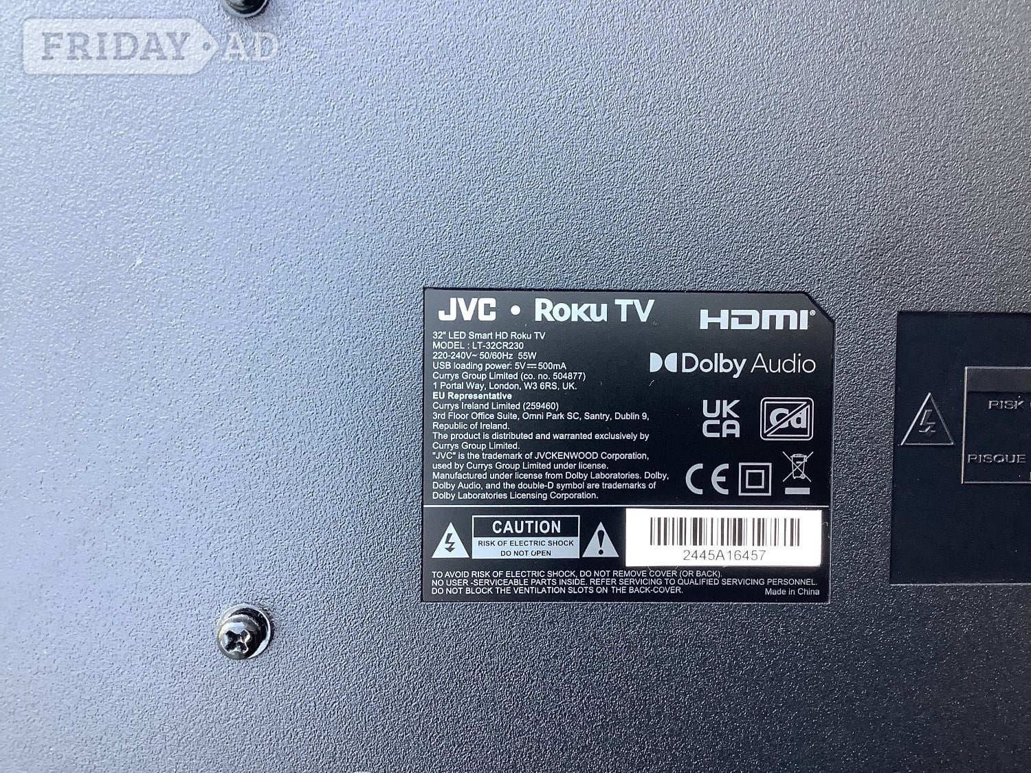 JVC32 inch Roku Smart TV - Tv, Audio & Cameras in Hailsham