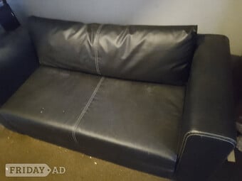 Black faux leather sofa bed  reduced 
