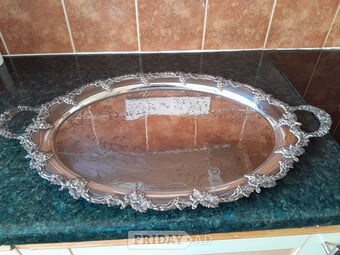 Large Silver Plated Serving Tray,  Vintage
