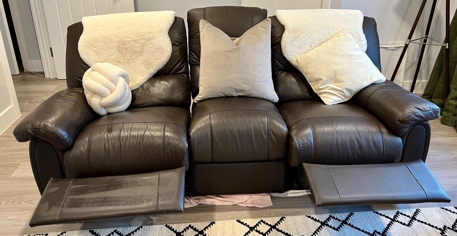Brown Leather Three Seater Sofa