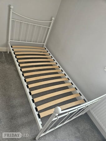 Single White Metal Bedframe