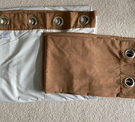 NEXT brown FX suede curtains 53 inches x 90 inches 135 cms x 229 