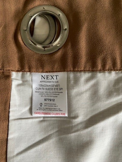 Harrow NEXT brown FX suede curtains 53 inches x 90 inches 135 cms x 229 