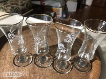 4 X vintage glasses 4.4” high 