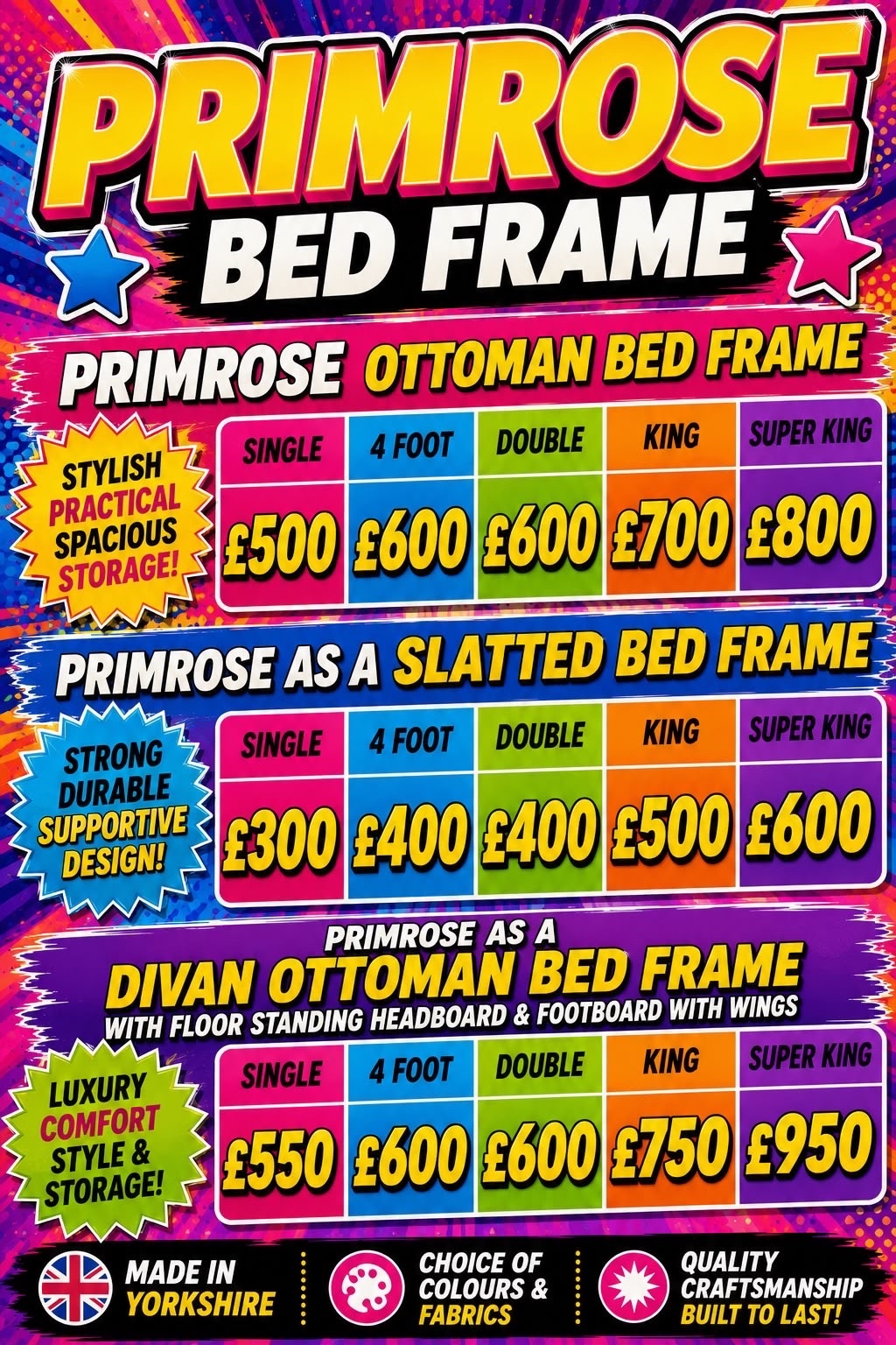 Rotherham Single - Primrose Winged Deluxe Divan Ottoman