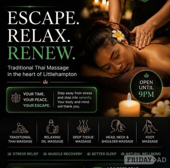 Well come all to our lovely friendly  Thai ladies for your message and relaxing days with us newly opening UNIQUE THAI MASSAGE 1 BAYFORD ROAD LITTLEHAMPTON BN17 5HL