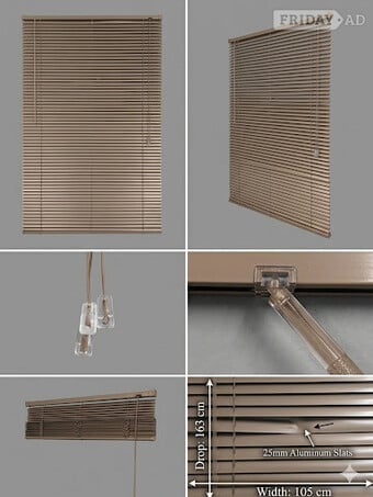 Aluminium venetian blinds 25mm– Beige/ brown, 178x190 cm