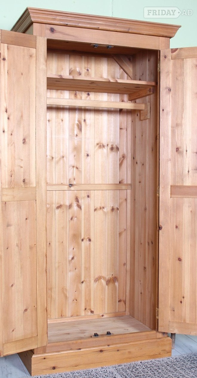 UK Delivery-Second-Hand Waxed Traditional Farmhouse Pine Wardrobe in Hailsham