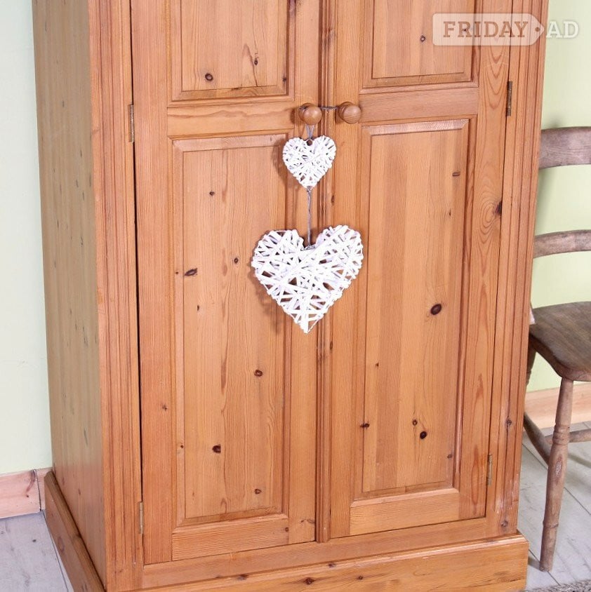 UK Delivery-Second-Hand Waxed Traditional Farmhouse Pine Wardrobe - Furniture