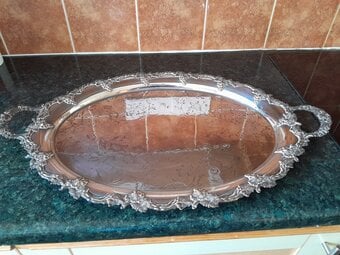 Large Silver Plated Serving Tray,  Vintage
