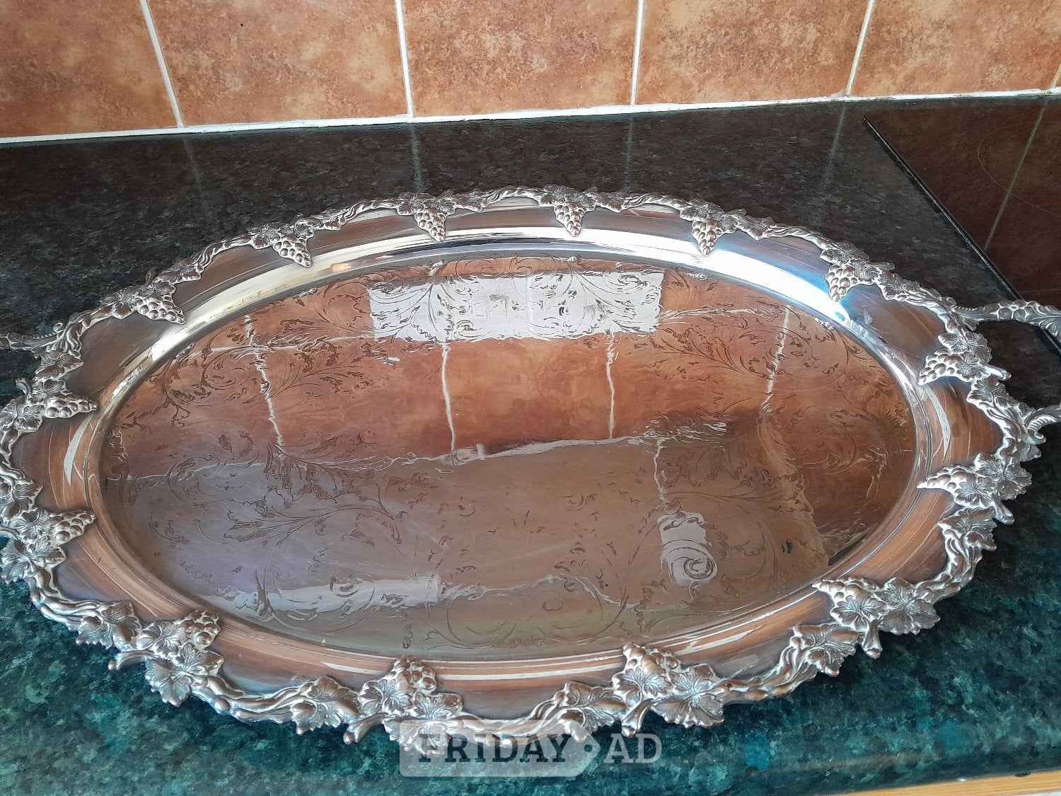 Large Silver Plated Serving Tray,  Vintage