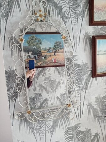 Used Stunning Ornate Metal Heavy Rectangular Vintage Wall Mirror