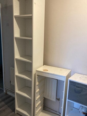White bookcase and trofast