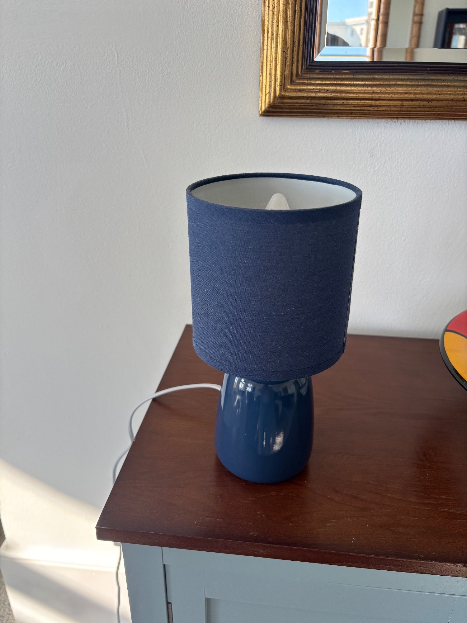 Hastings Stylish Blue Table Lamp with Fabric Shade – As Good As New