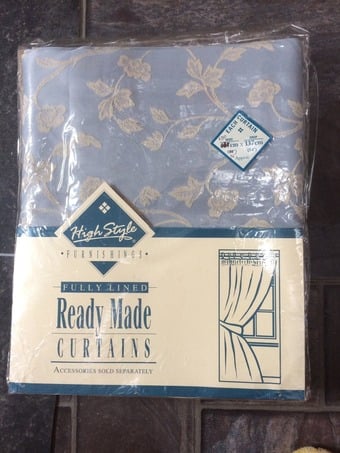 NEW Sky Blue CURTAINS floral with pencil pleat fully lined ready 