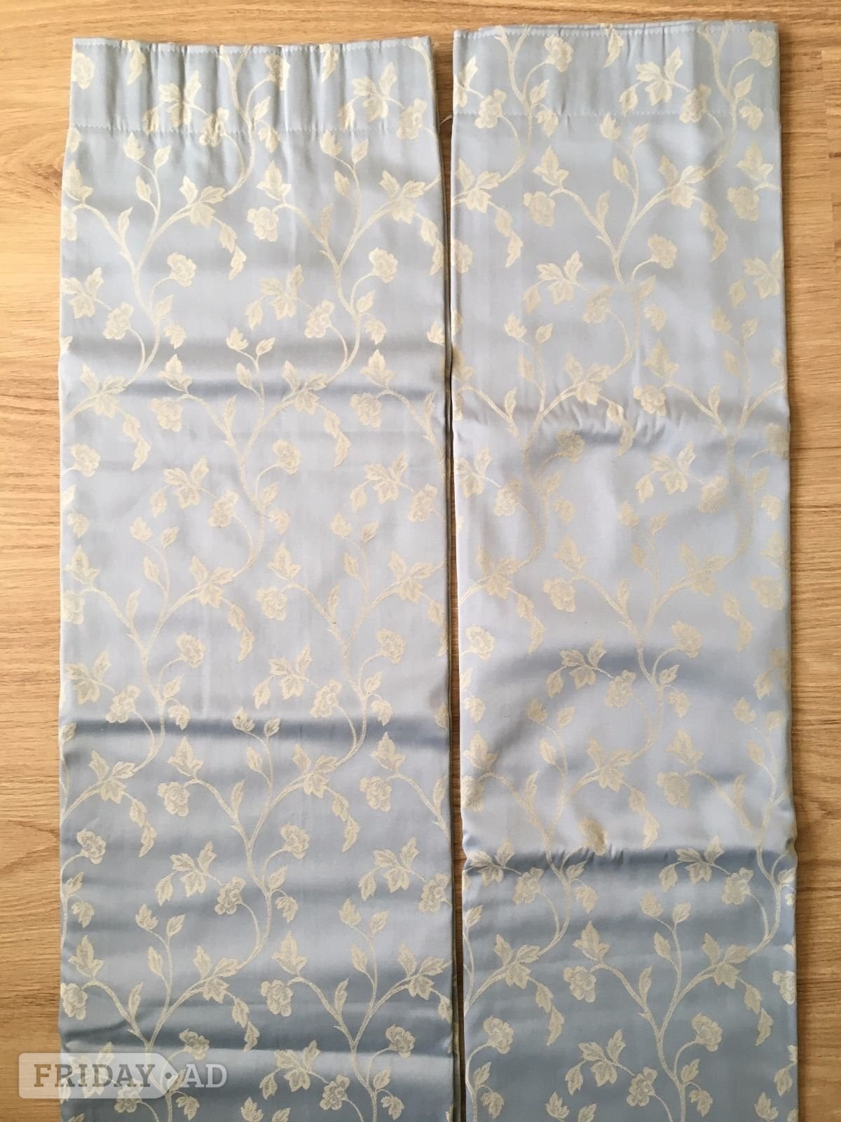 NEW Sky Blue CURTAINS floral with pencil pleat fully lined ready 