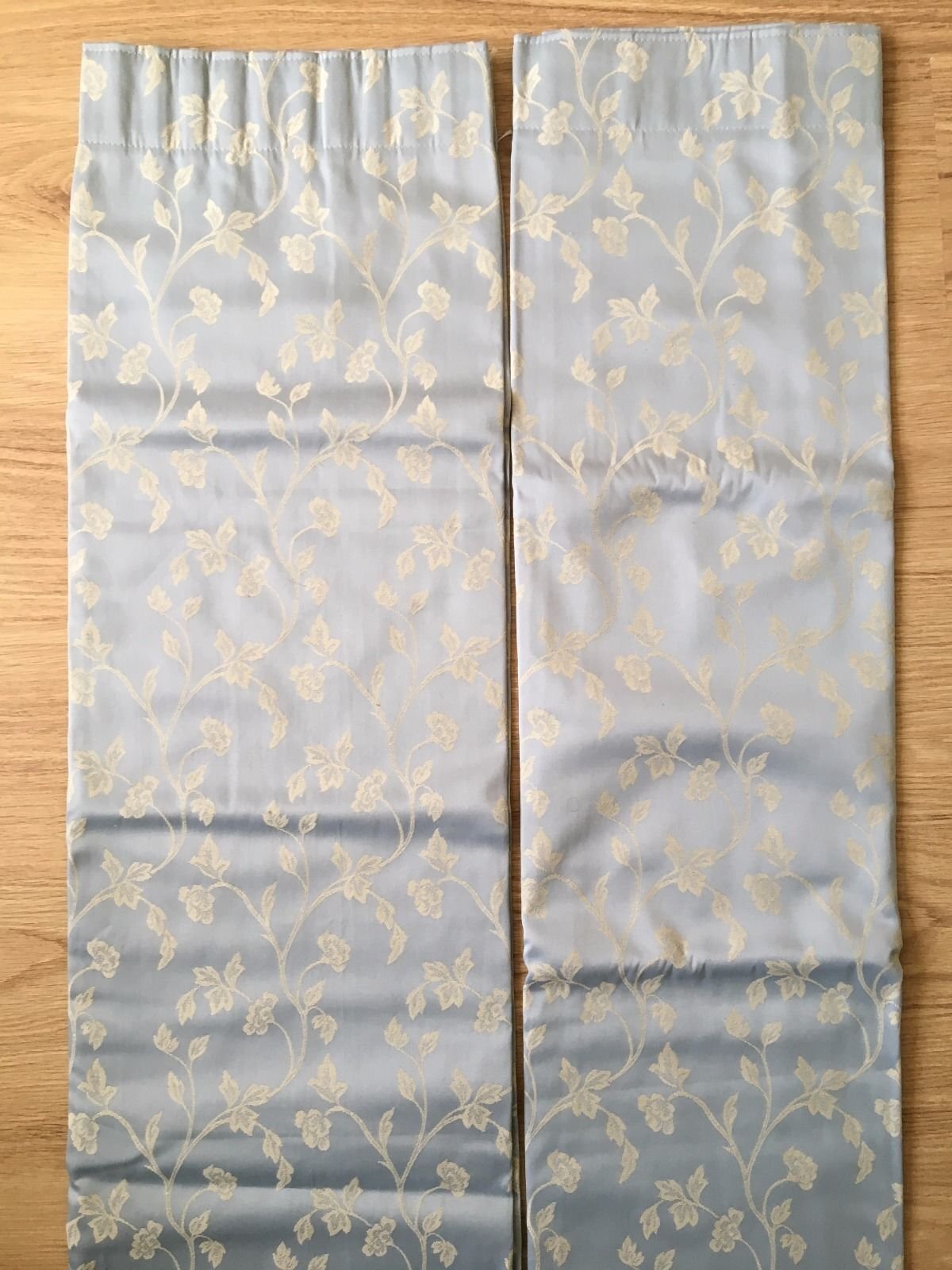 NEW Sky Blue CURTAINS floral with pencil pleat fully lined ready 