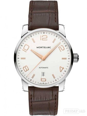 Montblanc Mens Timewalker Brown Leather Strap Watch 110340