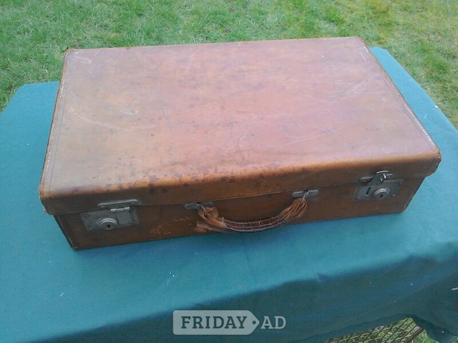 Suitcase, vintage, leather on cardboard? in Mayfield