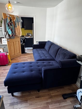 Blue Faux Suede Dunelm Corner sofa