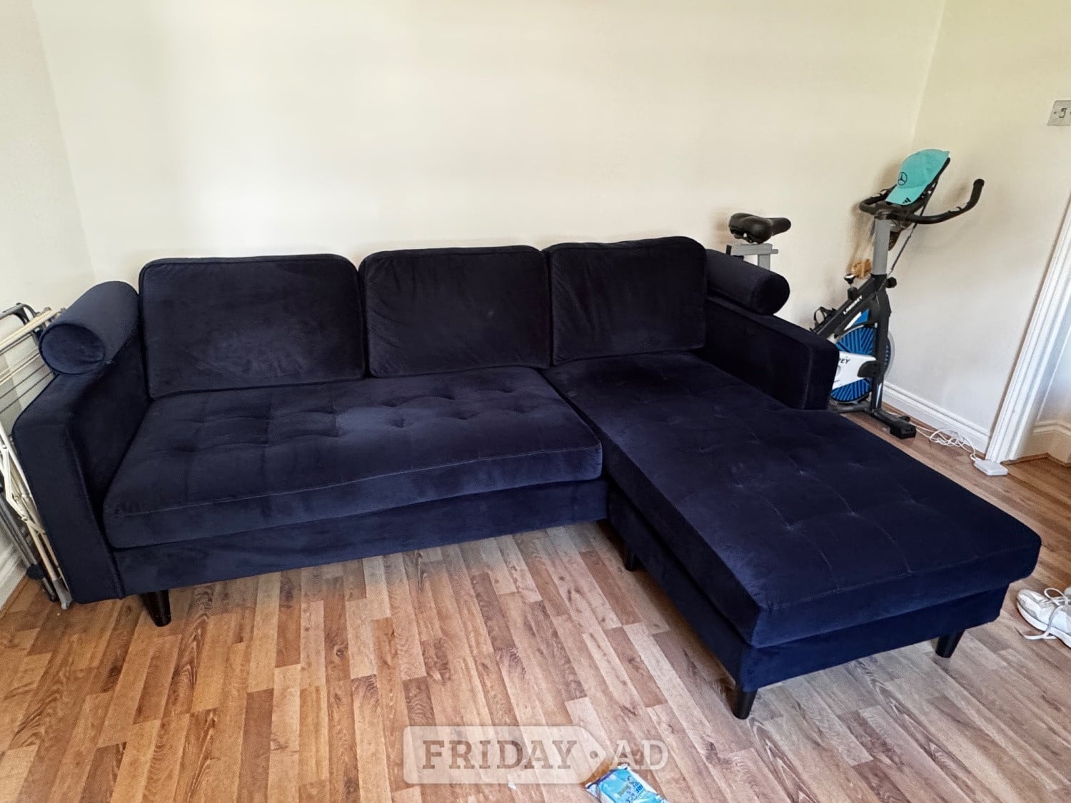 Worthing Blue Faux Suede Dunelm Corner sofa