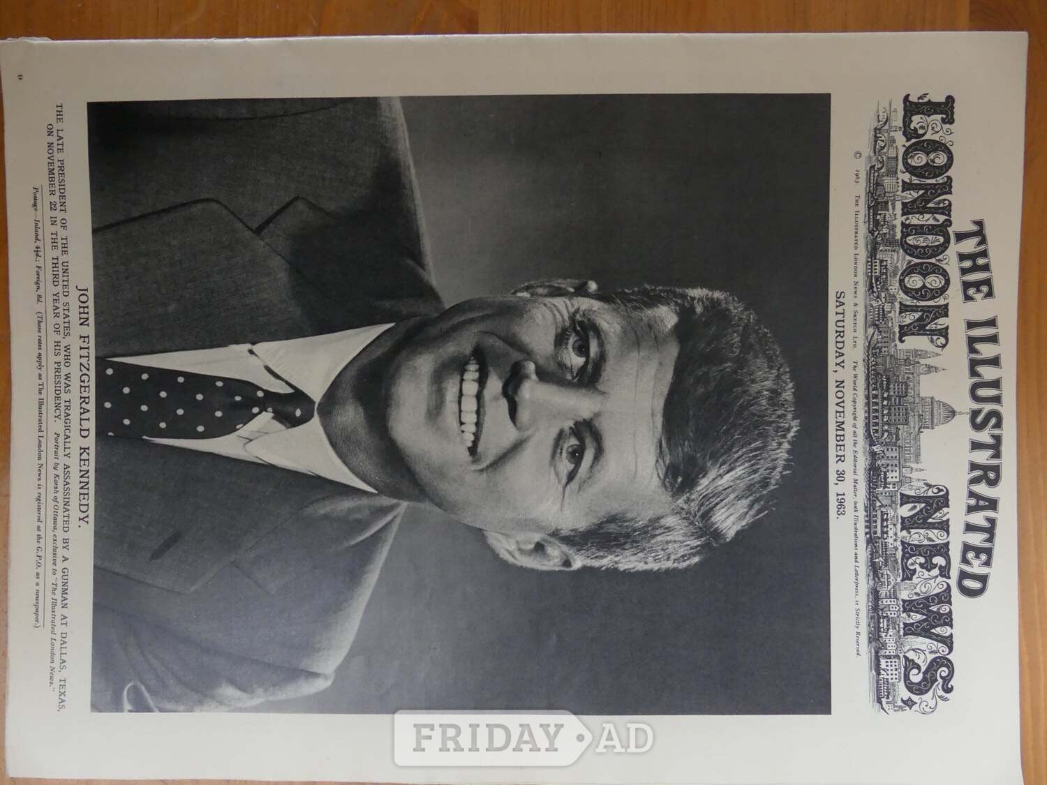J F Kennedy Assassination - The Illustrated London News Nov 1963 in Bristol