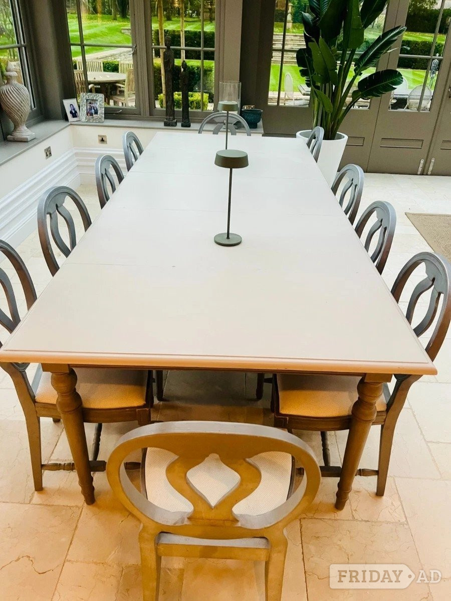 Weymouth 'OKA' Solid Oak Extendable Dining Table & 10 Chairs - Furniture
