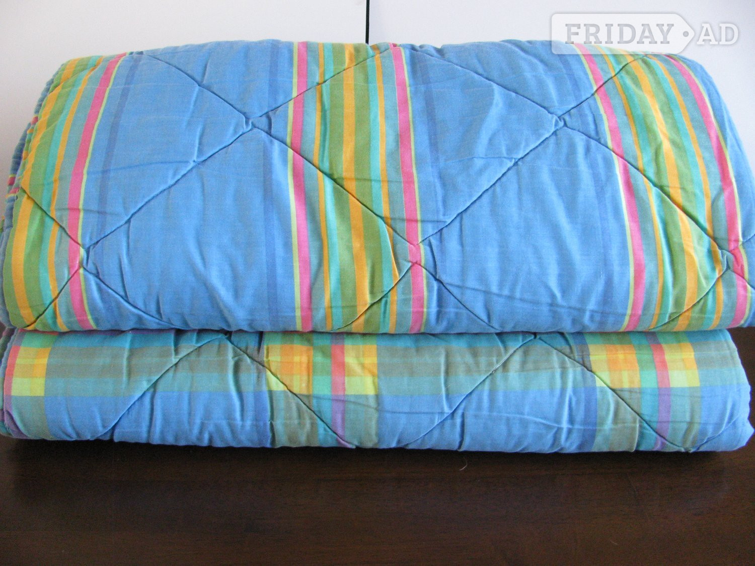 American Dorm Single Reversible Blue Check Quilts - Ex. Stock in Crawley