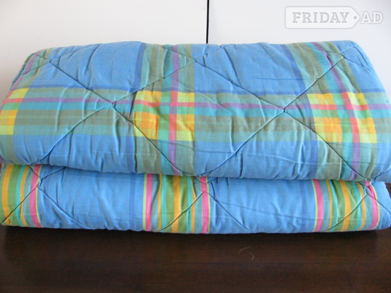 American Dorm Single Reversible Blue Check Quilts - Ex. Stock