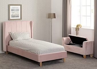 SINGLE - AMELIA BED FRAME - PINK VELVET